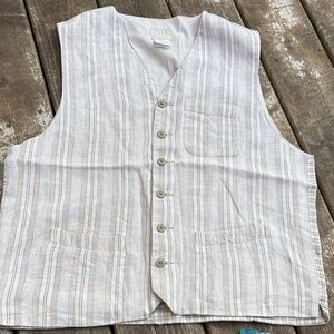 GAP 90s vintage 100% linen Beige Striped Vest size M